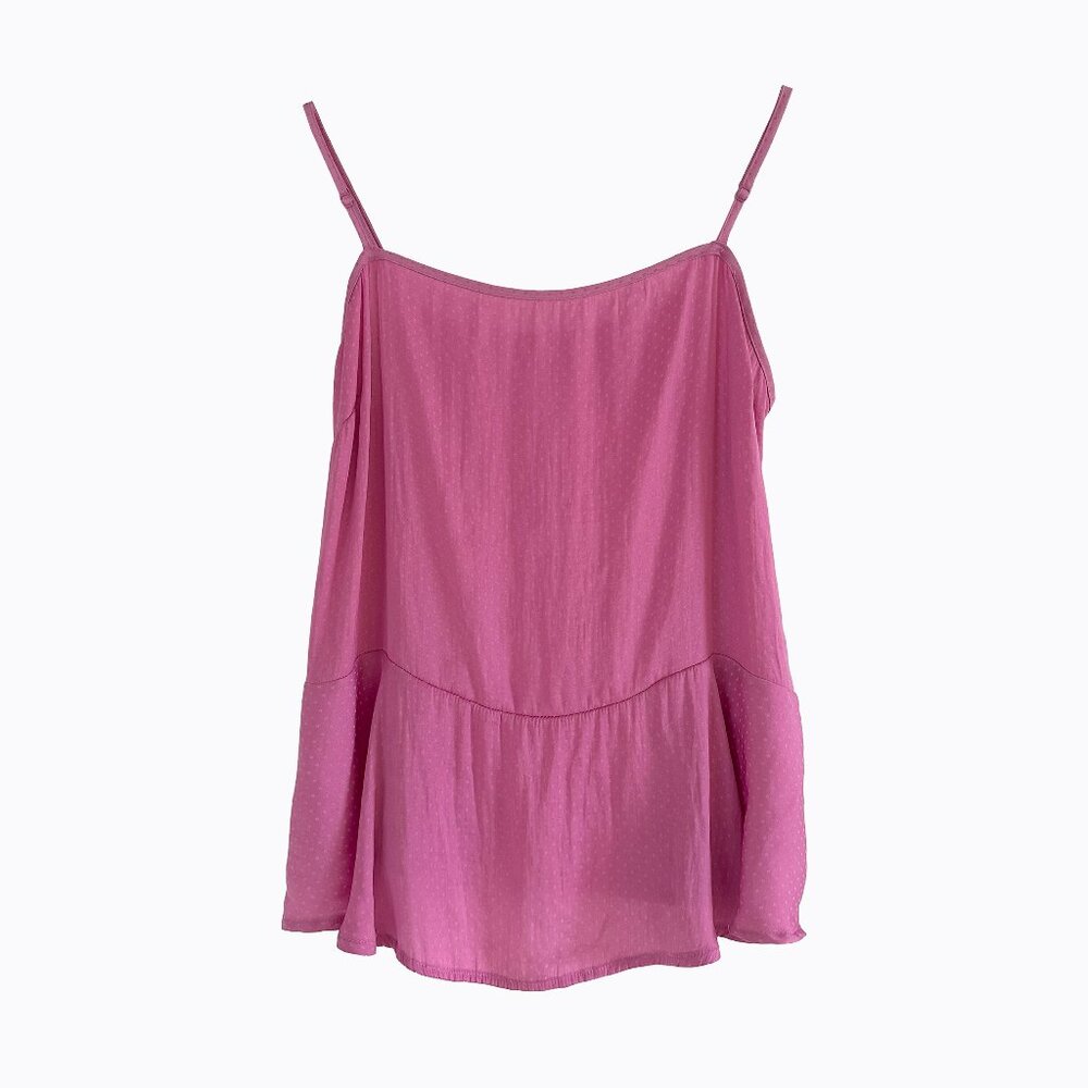 Intimately Free People Candy Pink Peplum Cami Med Polka Dot Hem Y2K Boho Barbie